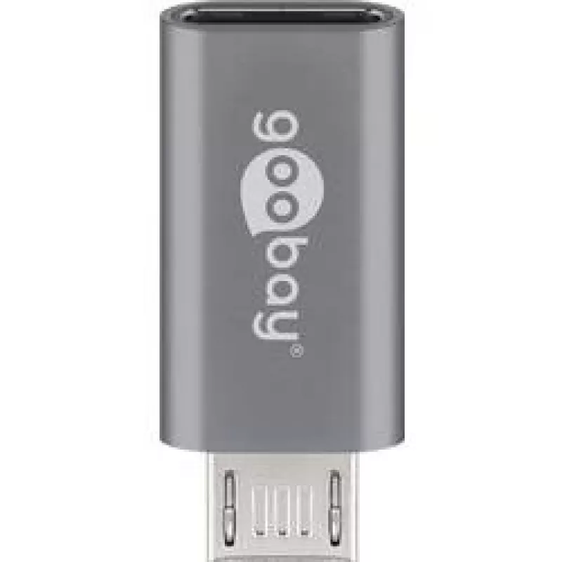 Goobay USB 2.0 Hi-Speed adapteris, pelēks, pelēks - USB-C™ ligzda > USB 2.0 Micro spraudnis (B tips) (55553)