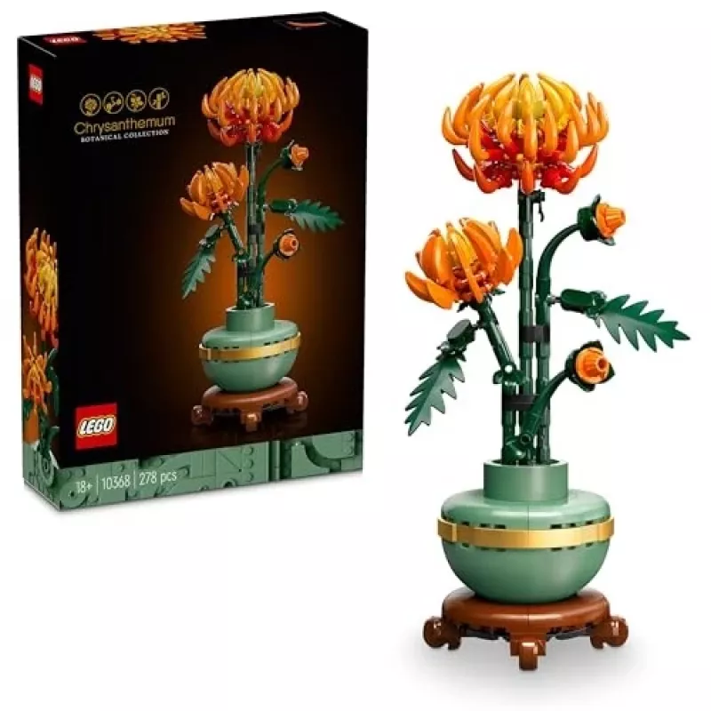 LEGO Icons krizantēmas zieda būvēšanas komplekts – radošs modelis pieaugušajiem, mākslīgā auga dāvana sievietēm, vīriešiem, viņai vai viņam, mājām, birojam
