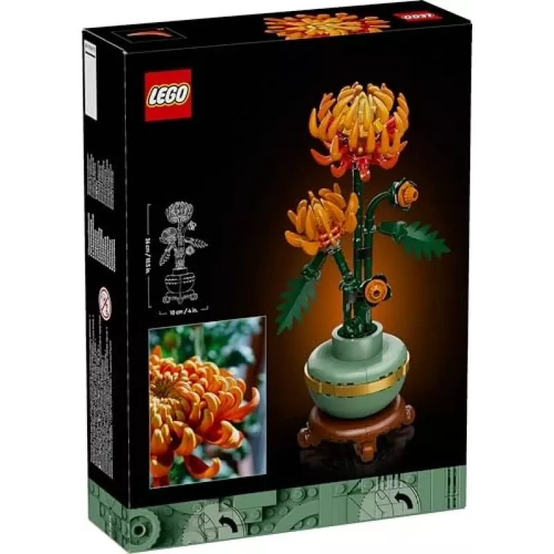 LEGO Icons krizantēmas zieda būvēšanas komplekts – radošs modelis pieaugušajiem, mākslīgā auga dāvana sievietēm, vīriešiem, viņai vai viņam, mājām, birojam