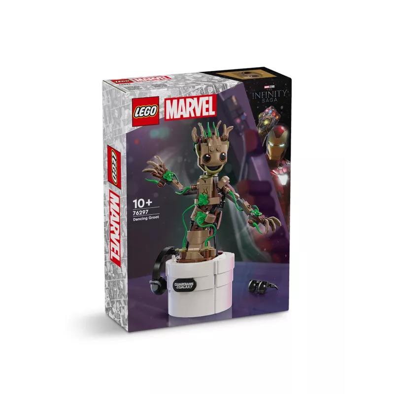 LEGO Marvel Dejojošais Groot būvējama animēta rotaļlieta darbības figūra Galaktikas sargi tēls bērnu ar roku darbināms interaktīvs rotaļu komplekts supervaronis