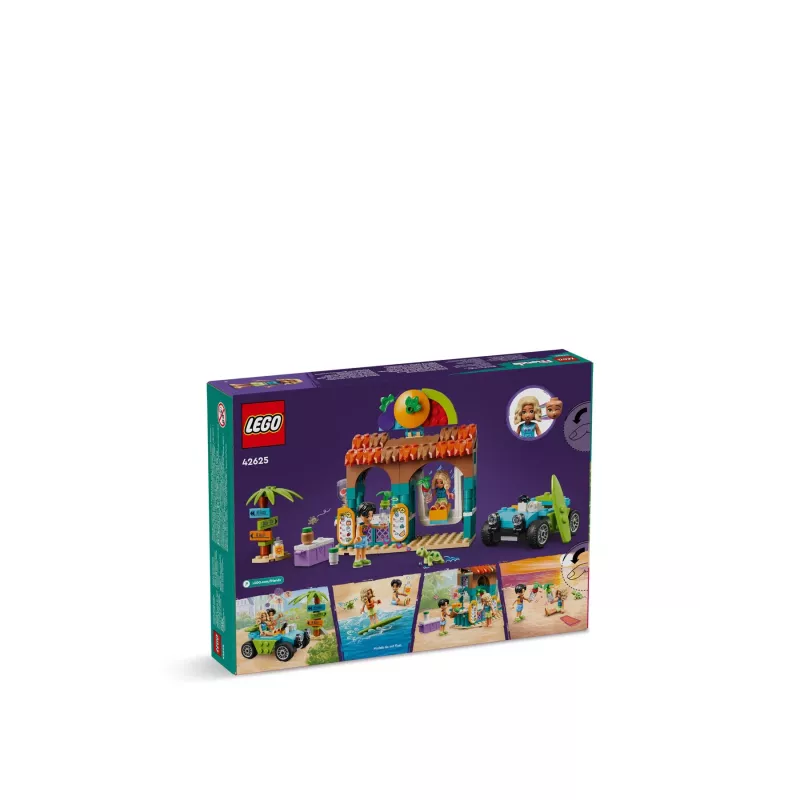LEGO Friends pludmales smūtiju stends – bērnu rotaļu ēdiena komplekts, dāvanu ideja meitenēm un zēniem vecumā no 6 gadiem ar 2 mini lellēm, bruņurupuča figūriņu un a