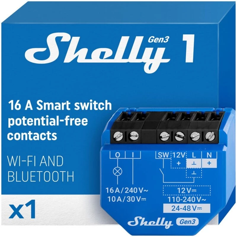 1 GEN3 Relay Interrupteur Intelligent Wi-fi Avec Contact Sec Interrupteur D'lighting Domotique Compatible Avec Al - Shelly