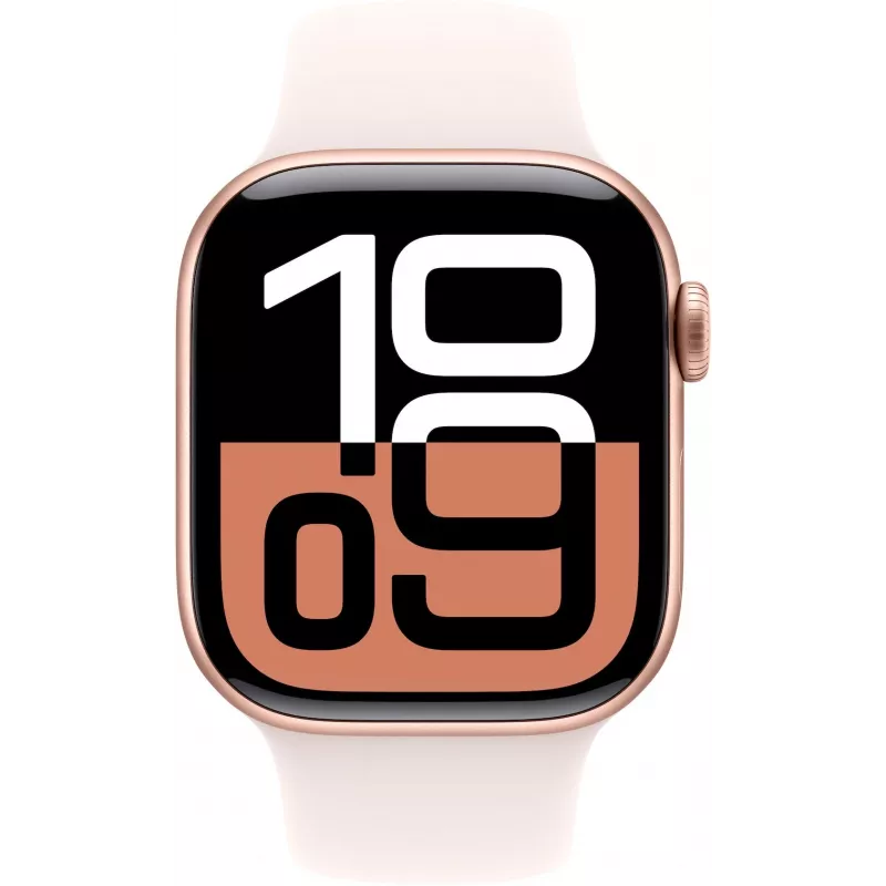 APPLE Watch Series 10 GPS 42mm rožu zelta alumīnija korpuss ar gaiši sārtu sporta siksniņu — S/M