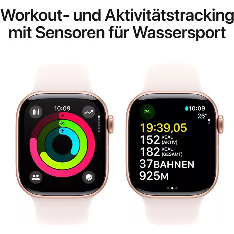 APPLE Watch Series 10 GPS 42mm rožu zelta alumīnija korpuss ar gaiši sārtu sporta siksniņu — S/M