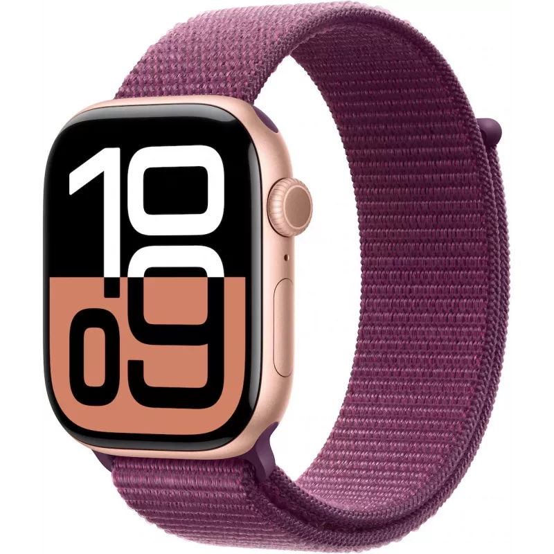APPLE Watch Series 10 GPS 46mm rozā zelta alumīnija korpuss ar plūmju krāsas sporta cilpu