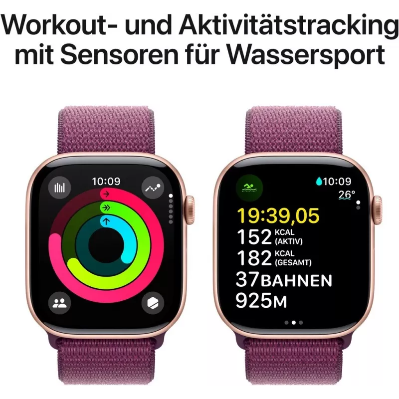 APPLE Watch Series 10 GPS 46mm rozā zelta alumīnija korpuss ar plūmju krāsas sporta cilpu