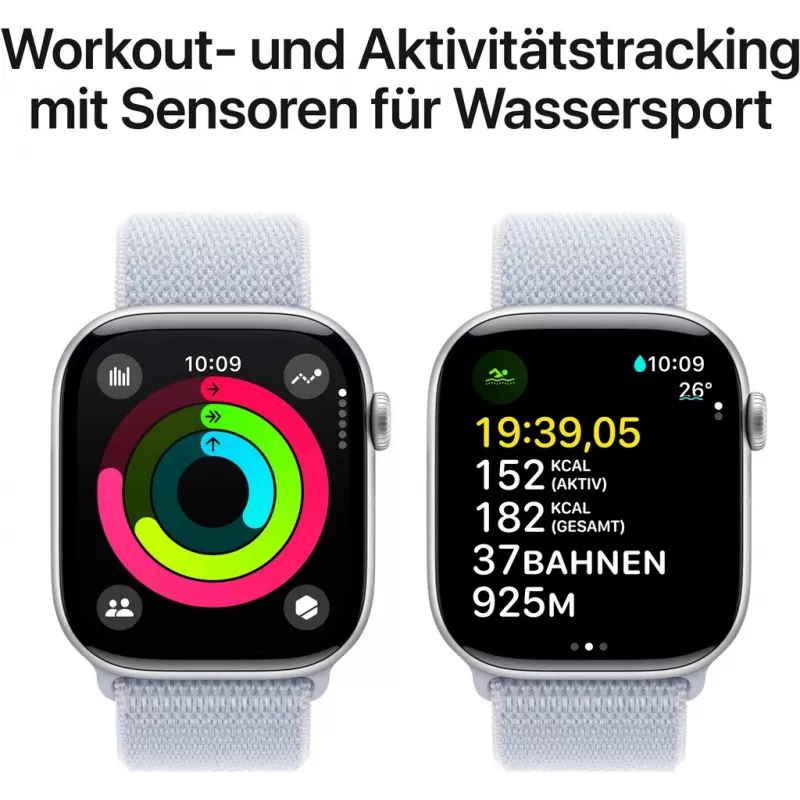 APPLE Watch Series 10 GPS 46mm Sudraba alumīnija korpuss ar Blue Cloud Sport Loop