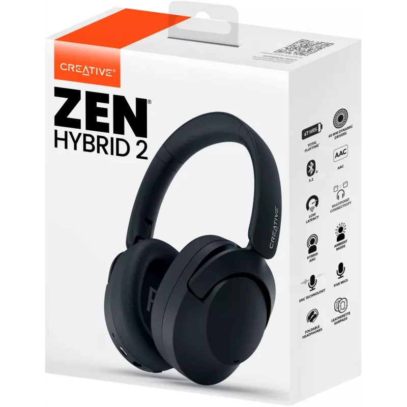 Creative Labs Zen Hybrid 2 austiņas Vadu un bezvadu galvas saite Zvaniem/Mūzikai USB Type-C Bluetooth Melna