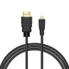HDMI kabelis SAVIO CL-39 1 m — A tipa (vīrišķais) uz D tipa Micro (vīrišķais), HDMI 1.4, 4096x2160, ARC, Ethernet, zeltīti kontakti, melns