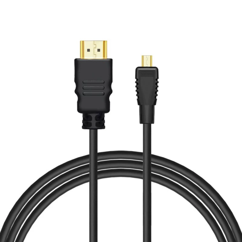 HDMI kabelis SAVIO CL-39 1 m — A tipa (vīrišķais) uz D tipa Micro (vīrišķais), HDMI 1.4, 4096x2160, ARC, Ethernet, zeltīti kontakti, melns