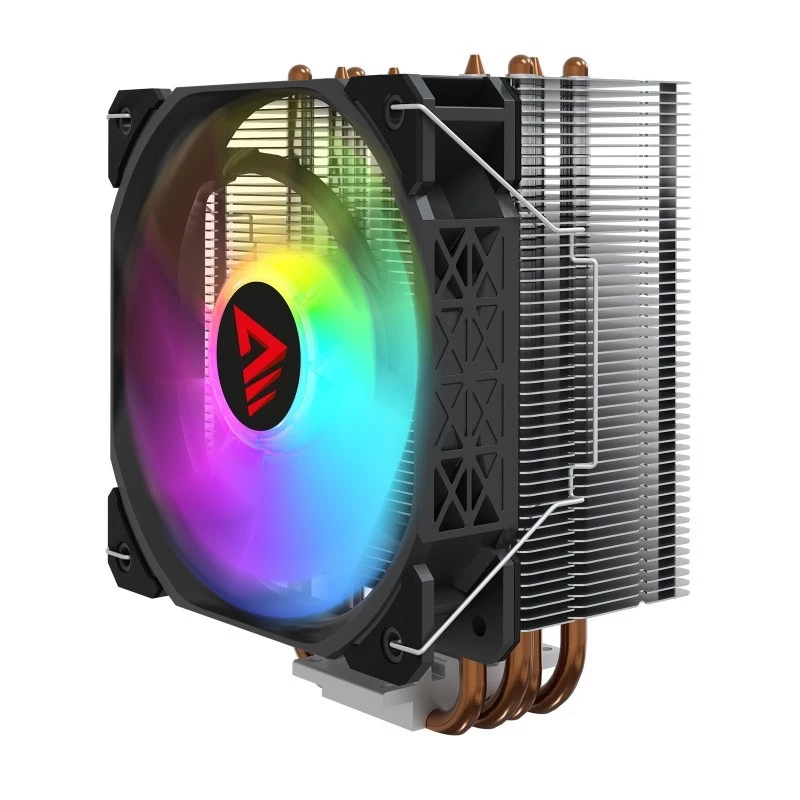 CPU dzesētājs SAVIO SAVGCOVORTEXX2ARGB ar 4 siltuma caurulēm, 120 mm ARGB ventilatoru, melns
