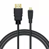 Savio CL-40/M HDMI (M) - micro HDMI (M) kabelis ar Ethernet, 2m, Melns