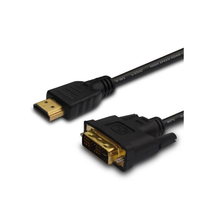 Savio CL-139 kabelis E adapteris video 1,8 m DVI-A HDMI A tipa (standarta) melns