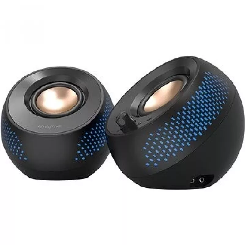 CREATIVE Pebble X 2.0 USB-C datora skaļruņi ar regulējamu RGB apgaismojumu, Bluetooth 5.3, USB audio, līdz 15 W RMS jaudai, PC un Mac