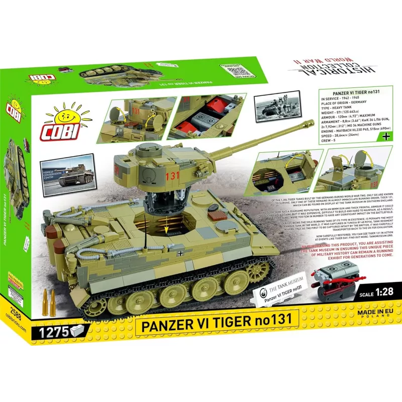 Būvkomplekts COBI Panzer VI Tiger no131 1275 detaļas