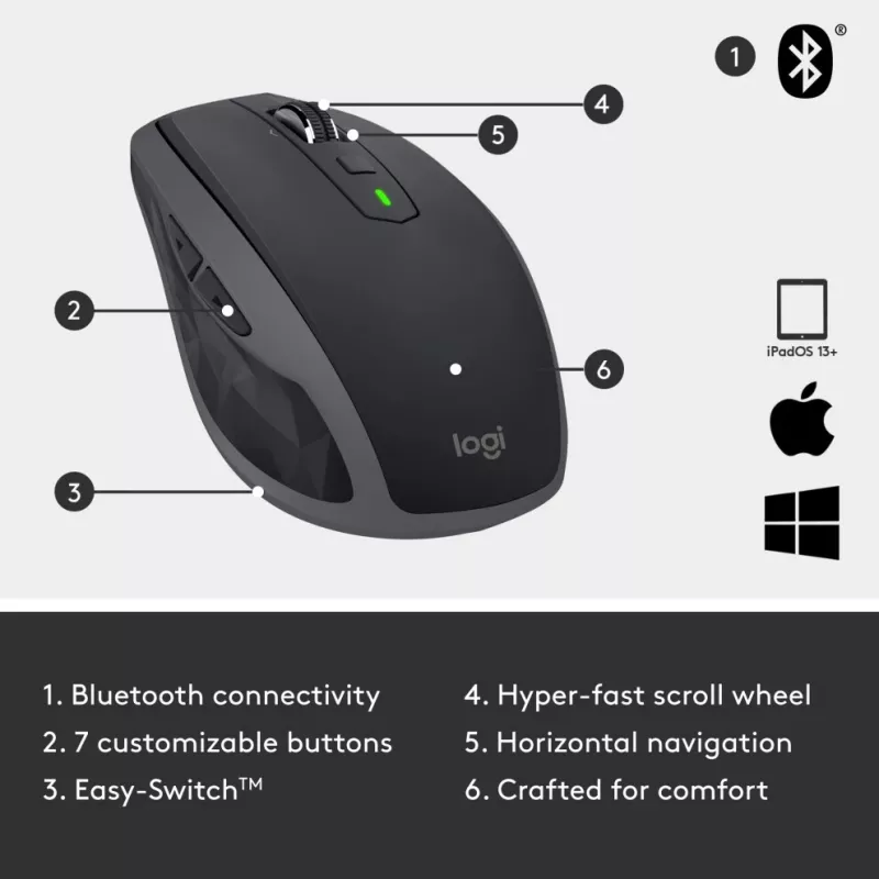 MX Anywhere 2S Wireless pele/Graphite - BT - N/A