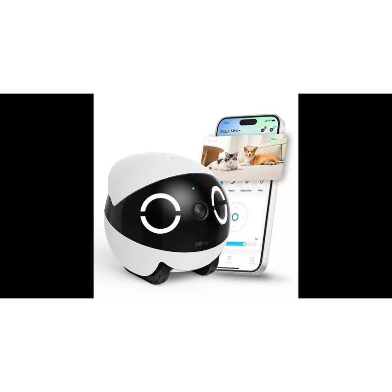 Robotizēts mājdzīvnieku monitors Enabot Rola Mini — Wi‑Fi, 5000 mAh baterija, 3 MP, 137° skata leņķis, balta/melna