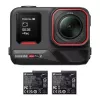 Action sports kamera Insta360 Ace Pro 2 — 50 MP, 8K Ultra HD (7680×3272), 1/1,3 collu sensors, līdz 240 kadriem/s, iebūvēts displejs, Wi‑Fi, MicroSD, 177,7 g, Melna