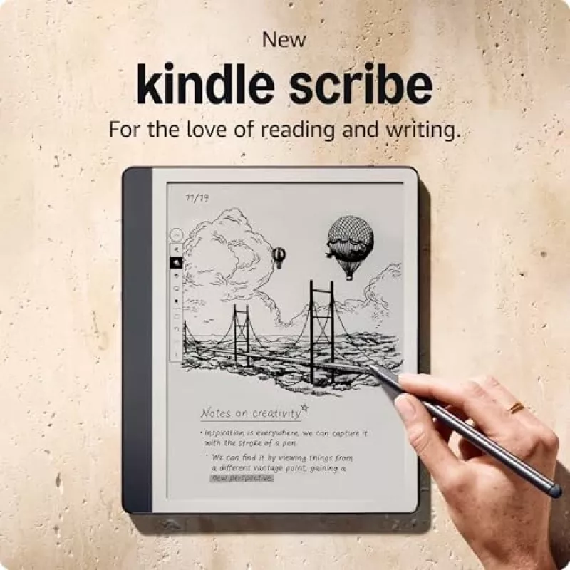 Ebook New Kindle Scribe - 2024 izlaidums 10.2 bezatspīduma 64GB Wi-Fi (bez bloķēšanas ekrāna reklāmām) ar Premium Pen Tungsten