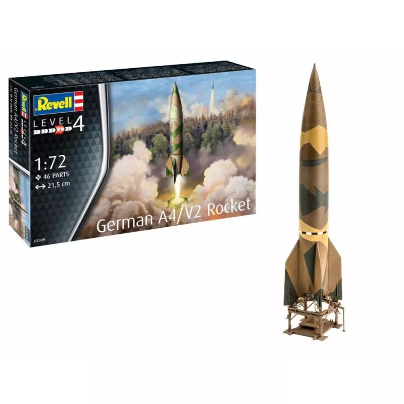 Plastmasas modeļa komplekts REVELL A4/V2 raķete, mērogs 1:72, eksponāta modeļa daļas