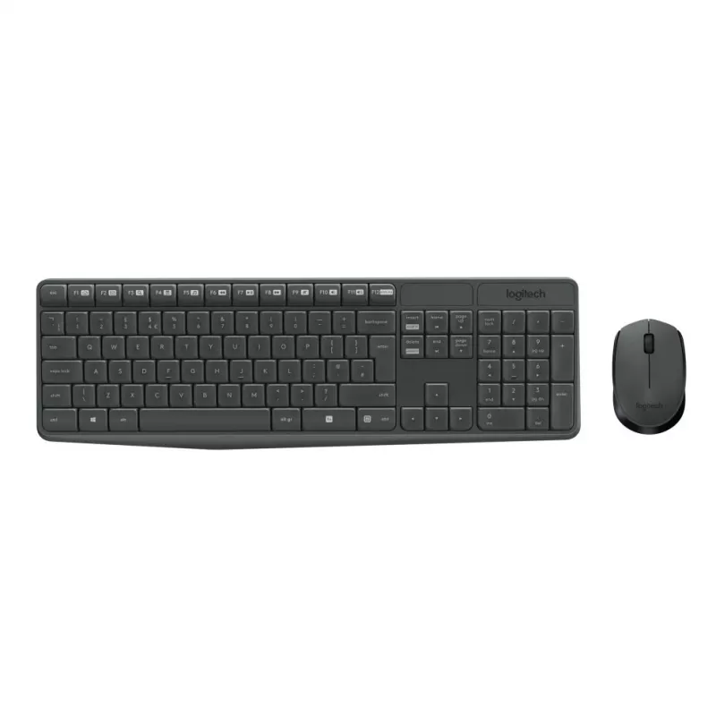 Logitech MK235 Izturīgs bezvadu tastatūras un peles komplekts pelēkā krāsā