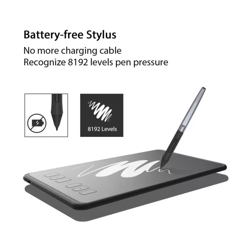 HUION H640P grafiskais planšetdators 5080 lpi 160 x 99 mm USB Melns