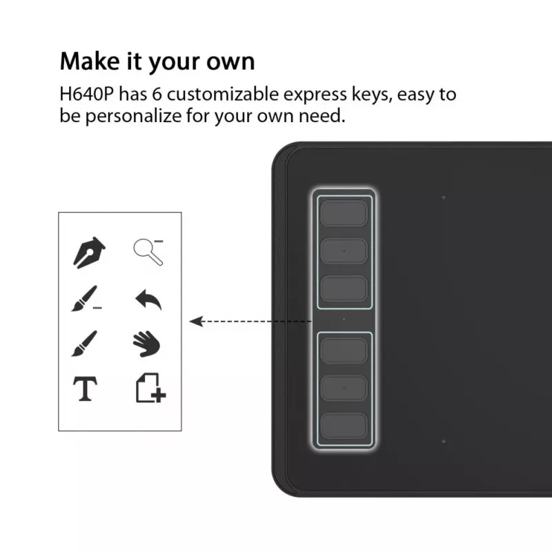 HUION H640P grafiskais planšetdators 5080 lpi 160 x 99 mm USB Melns