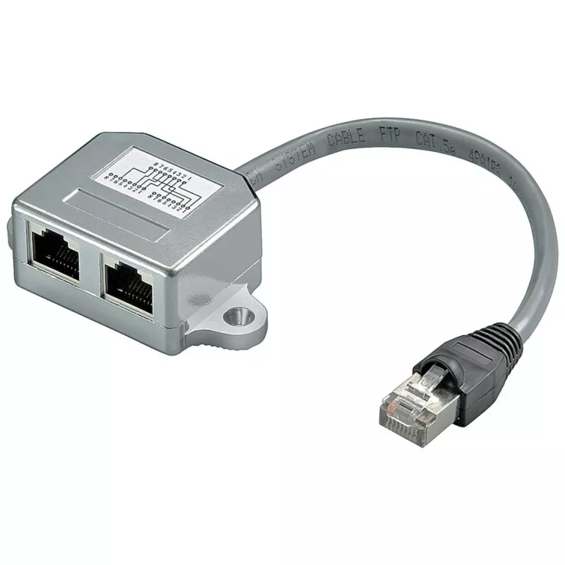Wentronic Goobay kabelis-Splitter (Network Doubler), CAT Y-Adapter - Wiring 2 x CAT 5 Ethernet, Shielded (68908)