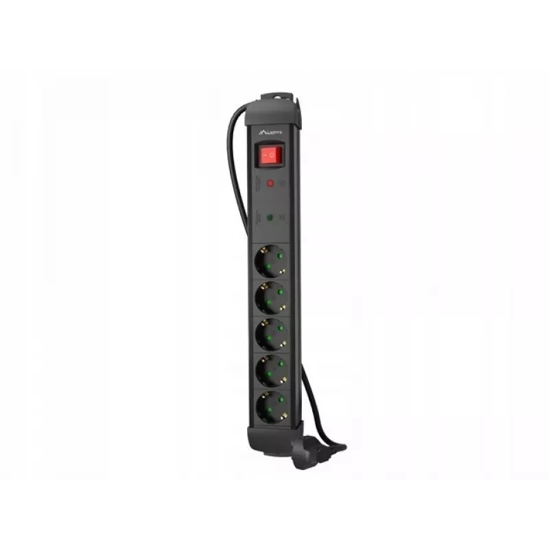 Lanberg SP1-05F-0300-BK Strāvas pagarinātājs 3 m 5 maiņstrāvas kontaktligzdas Iekštelpām Melns