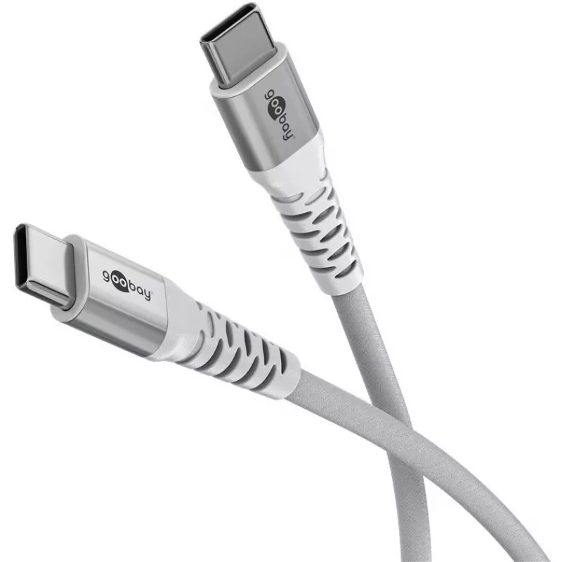 Goobay KAB USB-C (ST-ST) 2m Savienojuma kabelis ar tekstila apvalku, balts, USB kabelis, USB 2.0, USB C (70194)