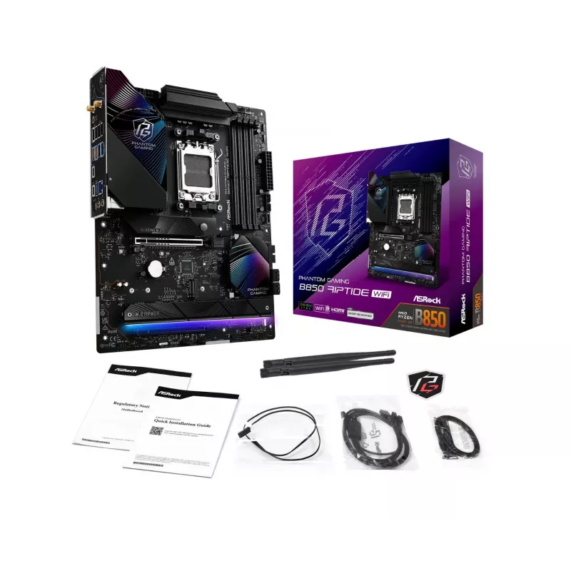 Pamatplate ASRock Phantom Gaming B850 Riptide WiFi — AMD B850, Socket AM5, ATX, DDR5, 4x M.2, Wi‑Fi 7, 2.5Gb LAN