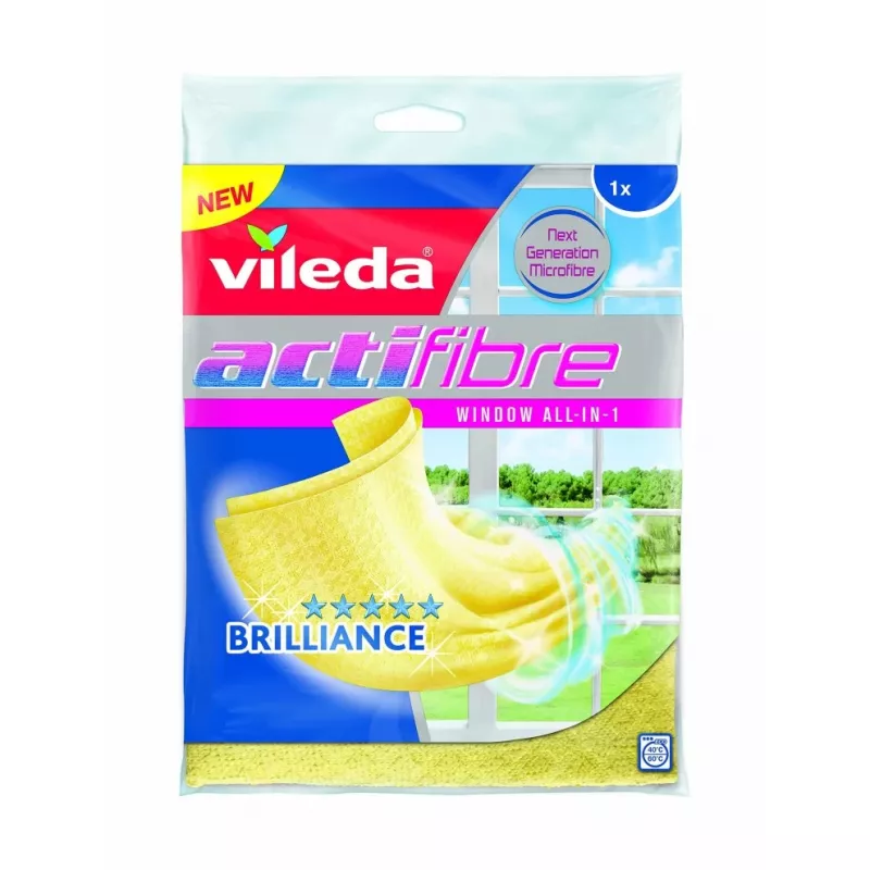 Vileda Actifibre stikla tīrīšanas lupatiņa dzeltenā krāsā