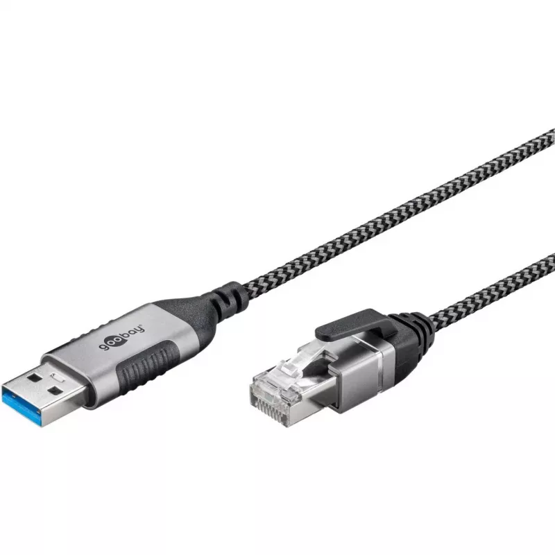 Goobay Ethernet-Cable USB-A 3.0 to RJ45 plāns 5 m - connects router, modem or (74397)