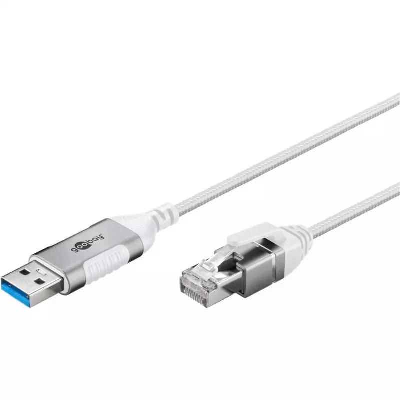 Goobay Ethernet-kabelis USB-A 3.0 uz RJ45 plāns 10 m - savieno maršrutētāju, modemu vai (74383)