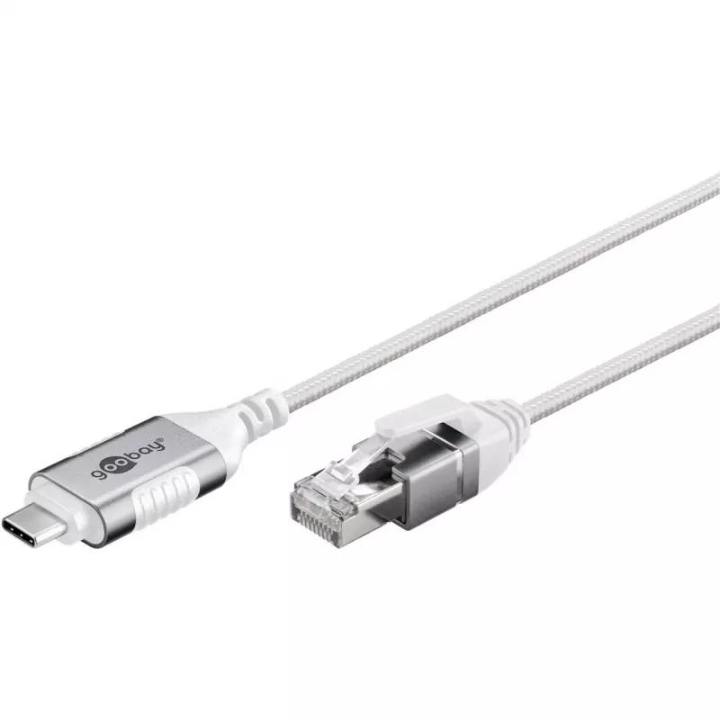 Goobay Ethernet kabelis USB-C 3.1 uz RJ45 plāns 3 m - savieno maršrutētāju, modemu vai (74388)