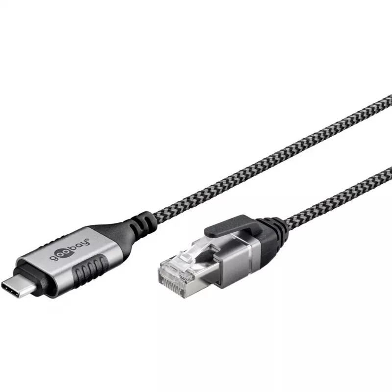 Goobay Ethernet kabelis USB-C 3.1 uz RJ45 plāns 5 m - savieno maršrutētāju, modemu vai (74405)
