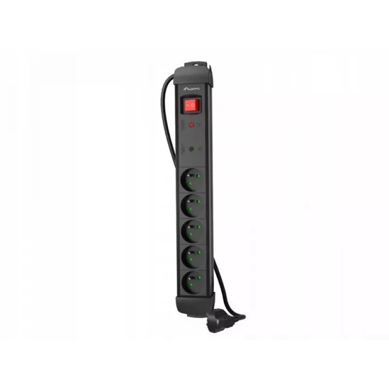 Strāvas sadalītājs LANBERG SP1 1.5m — 5x PL ligzdas, melns