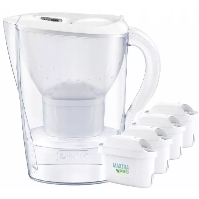 Brita Marella XL jug + 4 Maxtra cartridges (Balts)