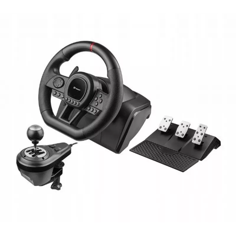 Manuālā pārnesumkārbas pārslēdzējs TRACER TRAJOY47345 — vadu 6-in-1 simracing kontrolieris, 1,8 m kabelis, melns, ergonomisks neslīdošs satvēriens, 270° rotācija