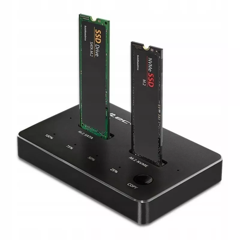 Qoltec 52274 M.2 SSD diskdziņu dokstacija | NVMe | SATA | USB-C | DUAL 2 x 2TB