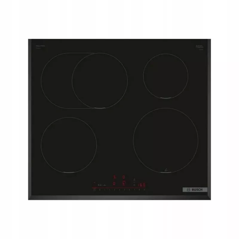 Indukcijas plīts virsma Bosch PIF651HC1E, 60 cm, 4 zonu, skārienvadība, melna, 7400 W pieslēguma jauda