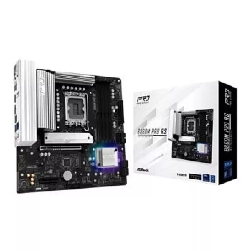 Mātesplate ASROCK B860M Pro RS — Intel B860, LGA 1851, micro ATX, DDR5, 4× DIMM, 2.5Gb LAN, 1×PCIe5 x16