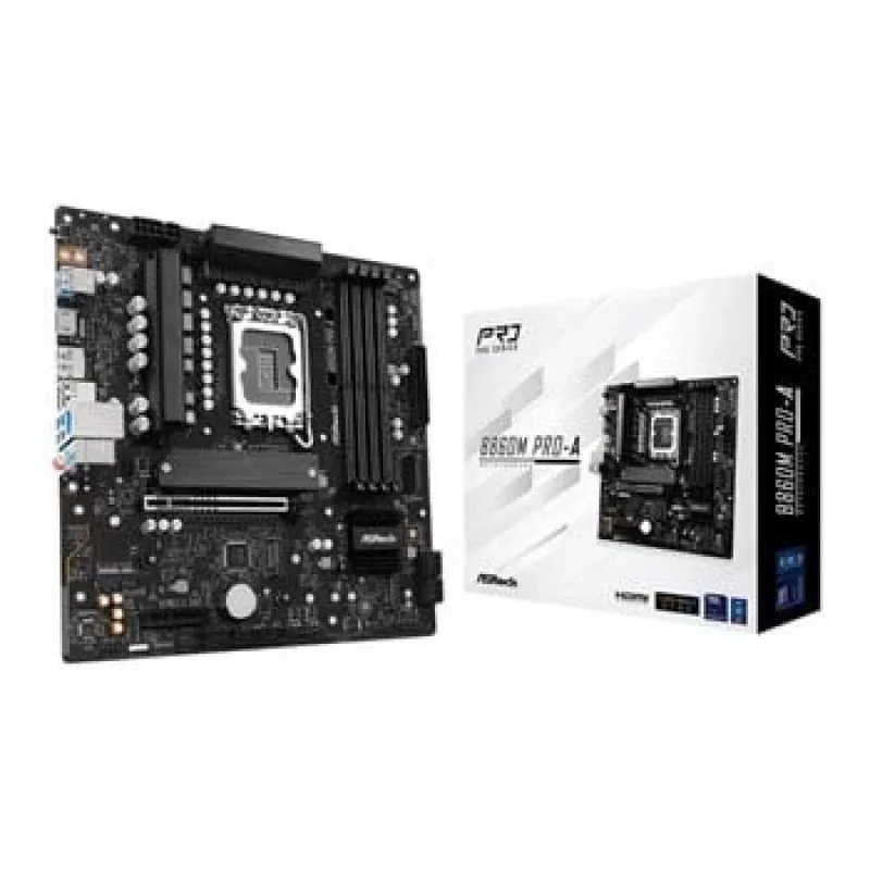 Mātesplate ASRock B860M Pro-A micro ATX — Intel B860, LGA 1851, DDR5, 4 DIMM, līdz 256 GB, 2.5Gb Ethernet