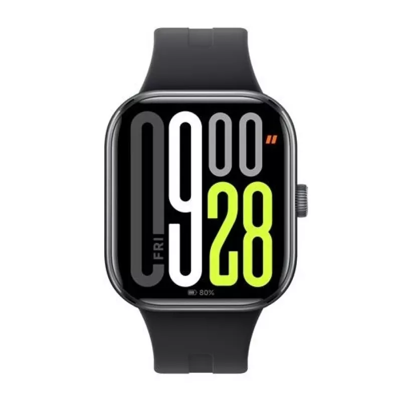 Viedpulkstenis Xiaomi Watch 5 taisnstūra 2,07 collu AMOLED displejs, melns korpuss, melna TPU siksniņa, 47,5 mm, 5 ATM