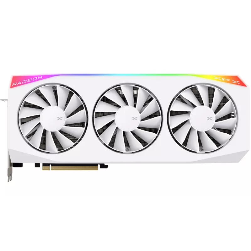 Grafikas karte XFX Radeon RX 9070 XT — 16 GB GDDR6, 256 bitu, PCIe x16, 3 ventilatori, balta, 360 mm