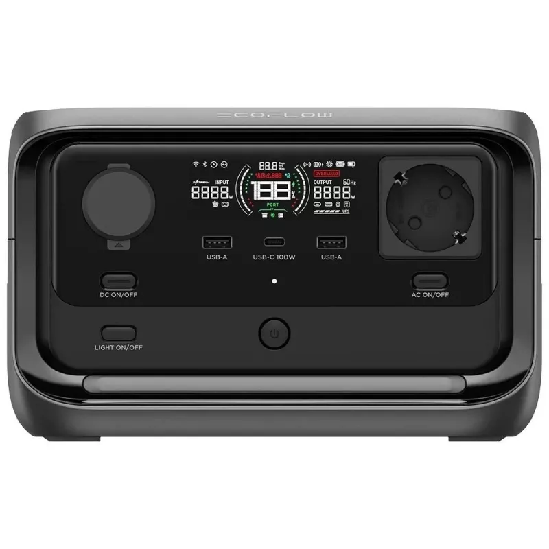 Pārnēsājama elektrostacija EcoFlow River 3 Plus — LiFePO4 286Wh, AC un USB izejas, saules/auto lādēšana