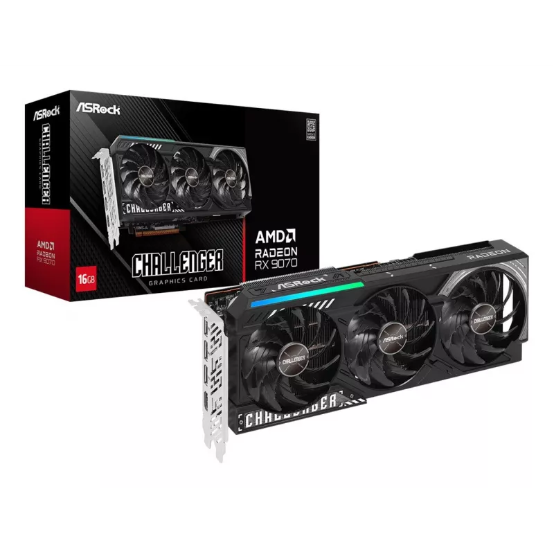 Grafikas karte ASRock Challenger Radeon RX 9070 — 16 GB GDDR6, 256 bitu, PCIe 5.0, 3x DisplayPort 2.1a + HDMI 2.1b
