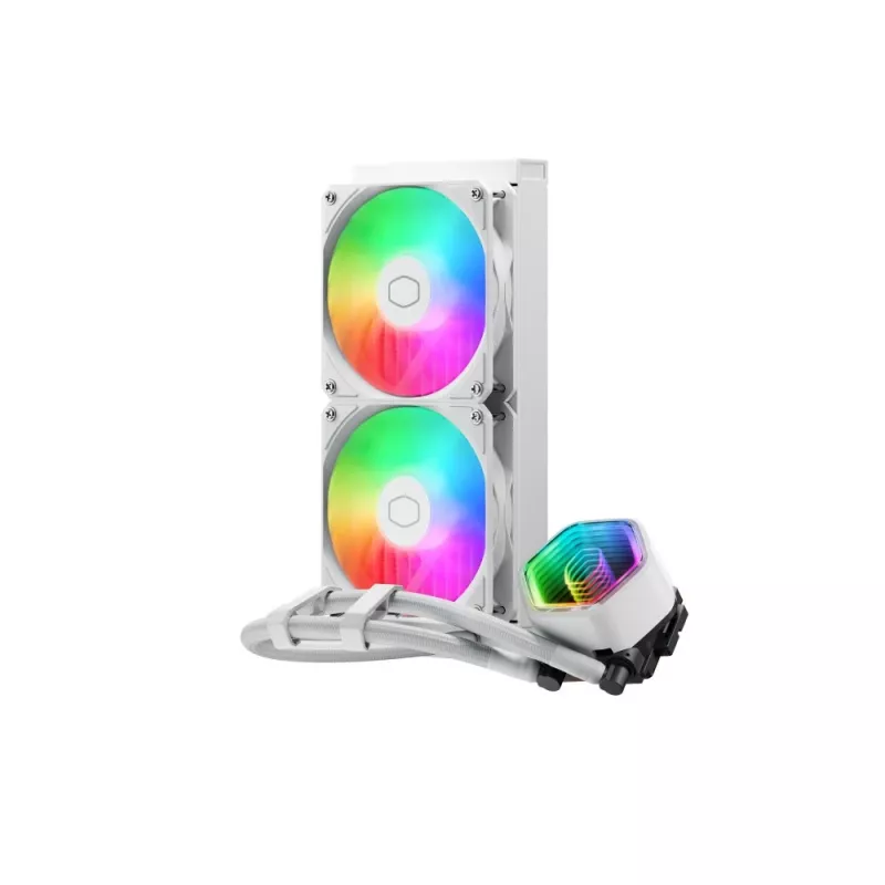 Šķidruma CPU dzesētājs Cooler Master MasterLiquid 240 Core II Balts — 240 mm, 2x 120 mm ventilatori (650–1750 RPM), uzmavas gultnis