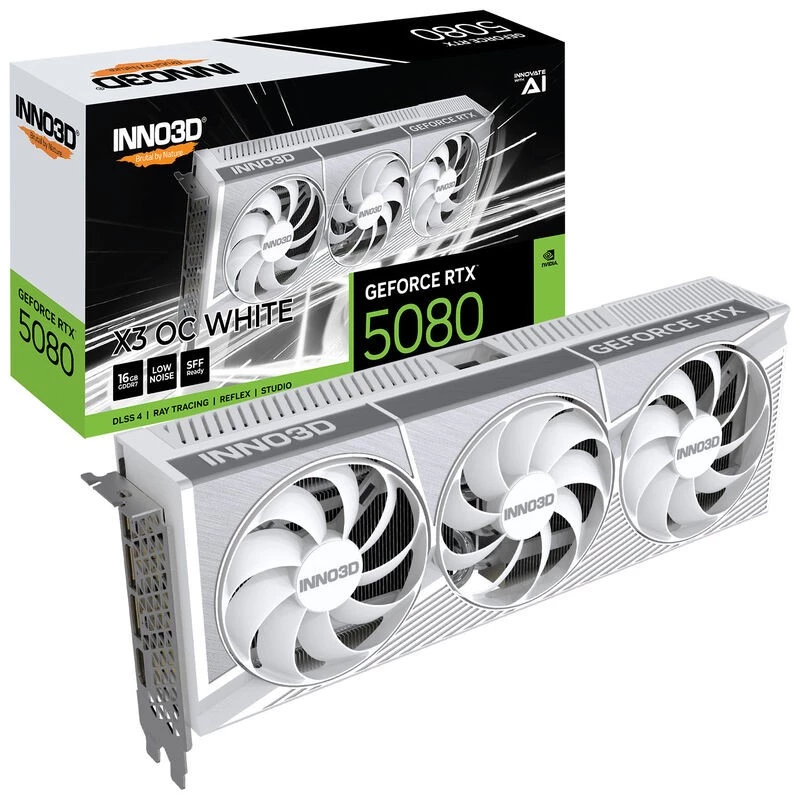 INNO3D GeForce RTX 5080 X3 OC White 16GB GDDR7 grafikas karte