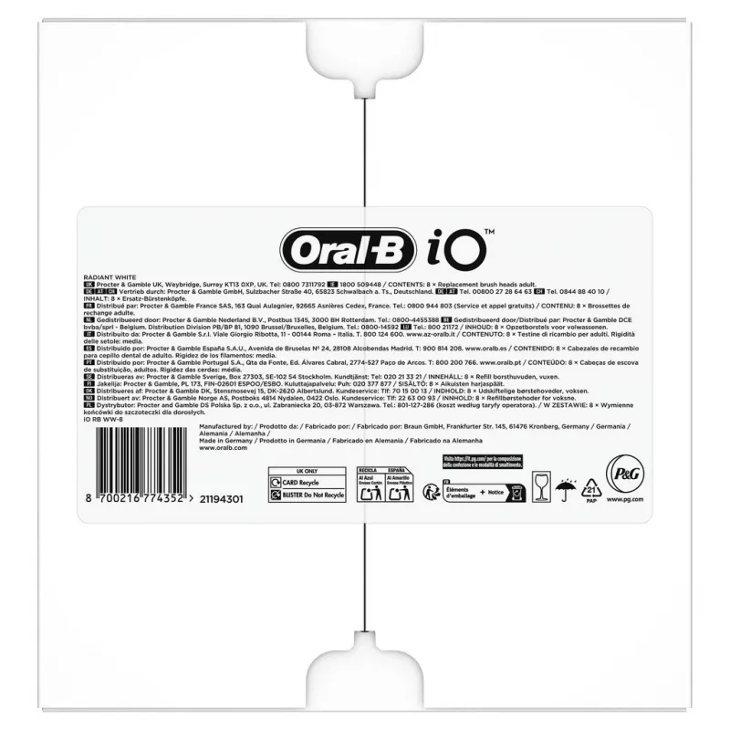 Oral-B IO Series Radiant Balts Oriģināls birstīšu galviņas zobu balināšanai 8